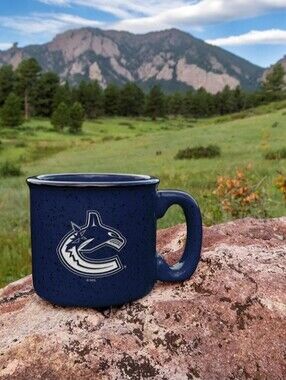 NHL Canuck 12oz Laser Engraved Navy Campfire Mug -Ceramic Coffee Cup